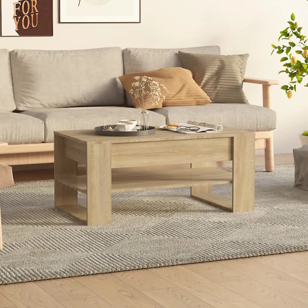 810902 vidaXL Măsuță de cafea, stejar Sonoma, 102x55x45 cm, lemn prelucrat