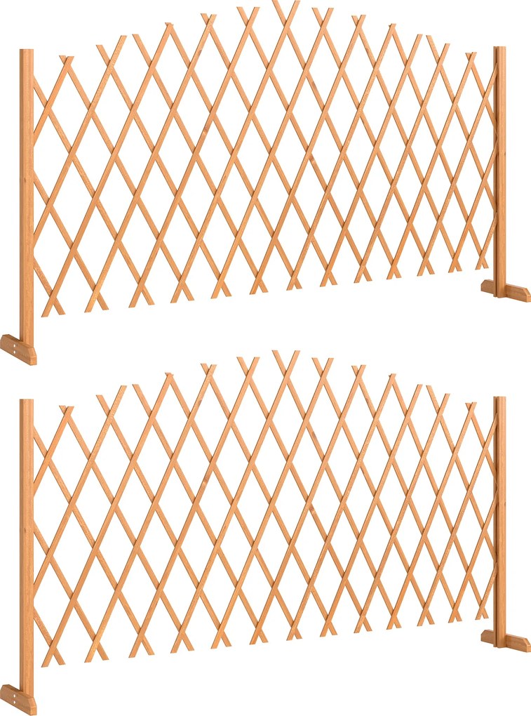 Outsunny Gard de delimitare Set 2 grilaje tip foarfecă extensibile, barieră autoportantă cu picioare 180 x 30 x 103 cm Maro | Aosom Romania