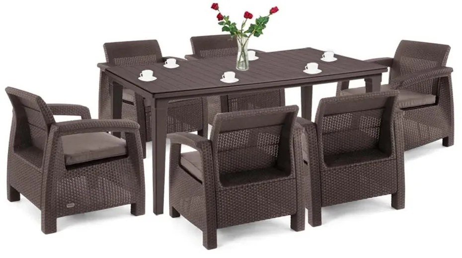 Set de mobilier de grădină Corfu Big Duo cu masă Futura maro