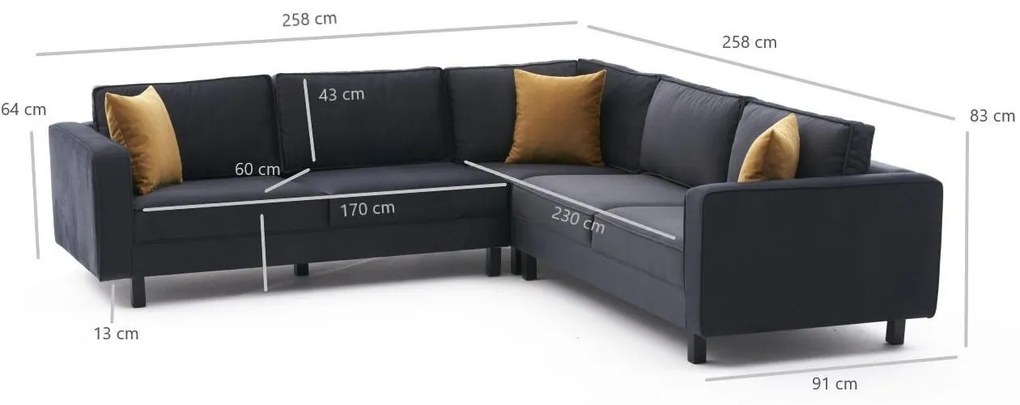 Colțar Kalen 2 (antracit + negru). 1106867