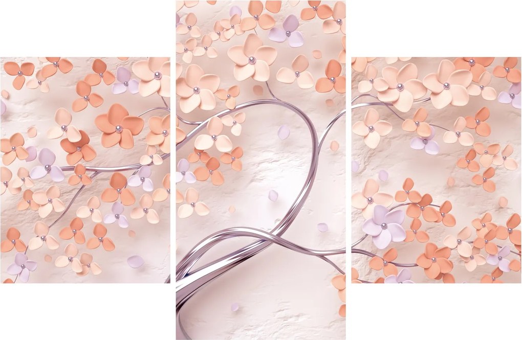 Tablou florilor de pom din coral - abstract (90x60 cm)