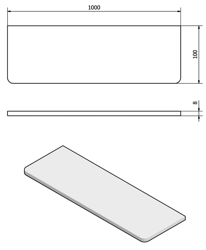 Raft SAPHO 22486 100 x 10 x 0,8 cm, sticlă mată albă