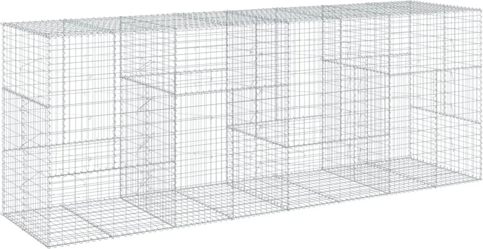 vidaXL Coș gabion cu capac, 400x100x150 cm, fier galvanizat