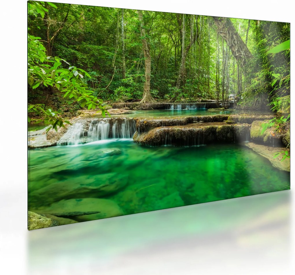 Tablou pe sticlă - Cascada Erawan din Kanchanaburi, Thailanda (70x50 cm)