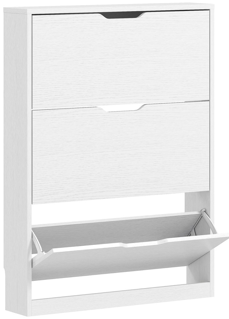 HOMCOM Șifonier cu 3 Sertare Pliante, pentru până la 12 perechi de pantofi, Placă de Lemn, 80 x 17 x 108 cm, Alb | Aosom Romania