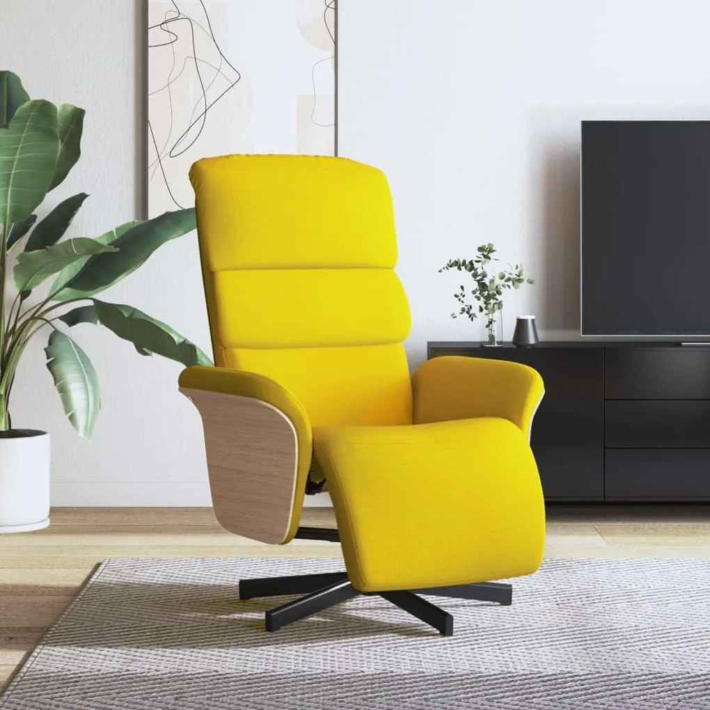 vidaXL Fotoliu rabatabil cu suport de picioare, galben deschis, textil