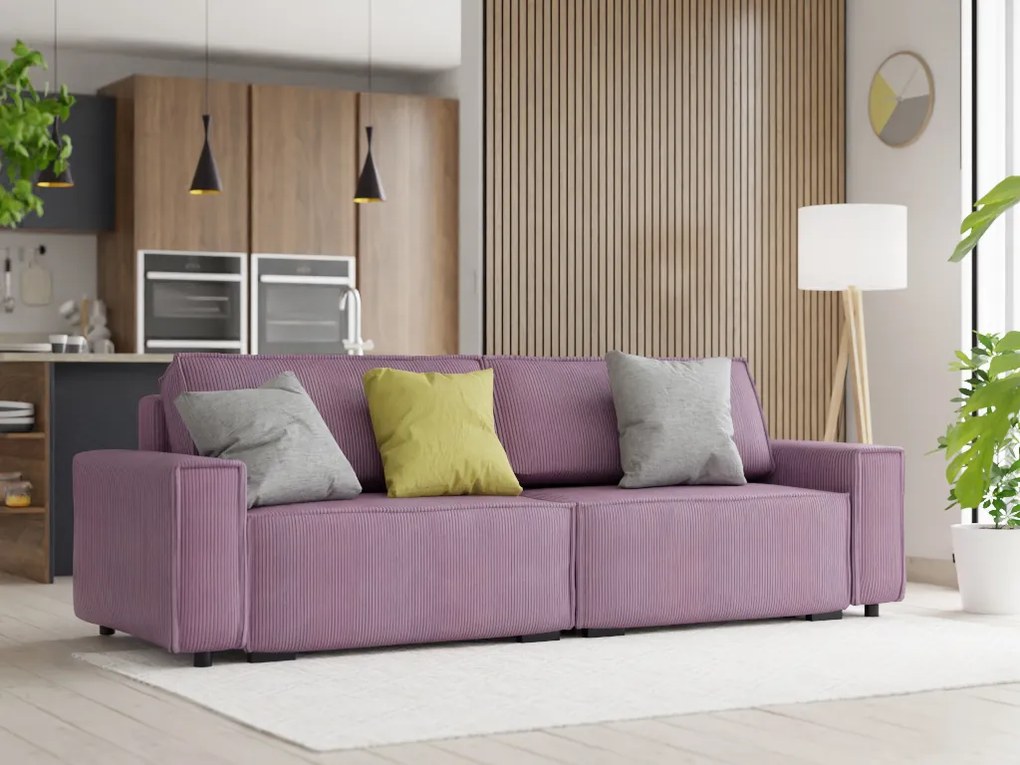 Canapea extensibila trei locuri cu taburet SMART SET, lila