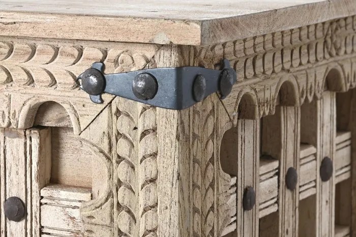Consola sculptata, natur, din lemn masiv, Fortress