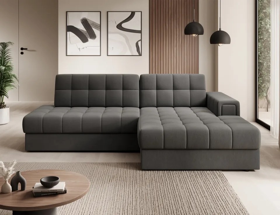 Coltar extensibil cu spatiu oentru depozitare, 240x150x82 cm, Blezalt R, Eltap (Culoare: Gri deschis / Gri)