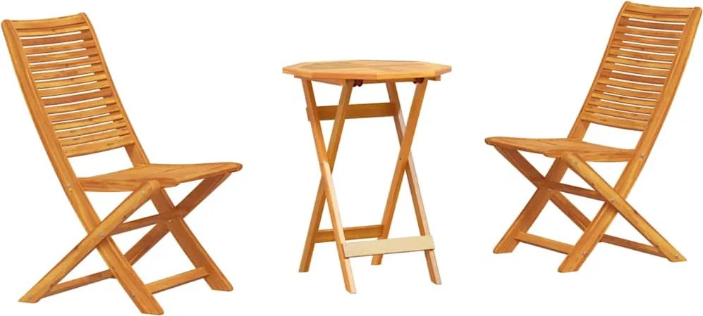 vidaXL Set Bistro Pliabil 3 pcs Maro Lemn Solid de Acacia