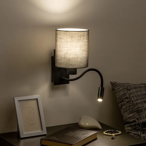 Lampă LED de perete Brilagi NUBILA 1xE27/25W/230V + LED/3W negru/antracit