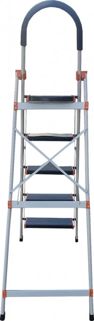 Scara dubla din aluminiu emailat HouseXL® Gold Life, Plianta, Max 155 kg, , 4 plus 1 trepte