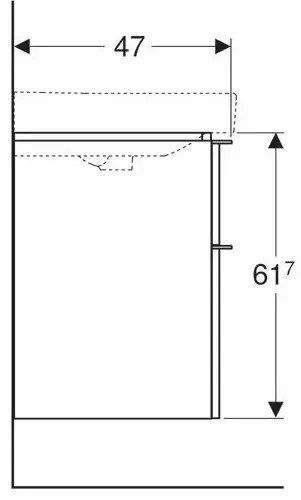 Dulap baza pentru lavoar suspendat Geberit Smyle Square nuc 2 sertare 119 cm