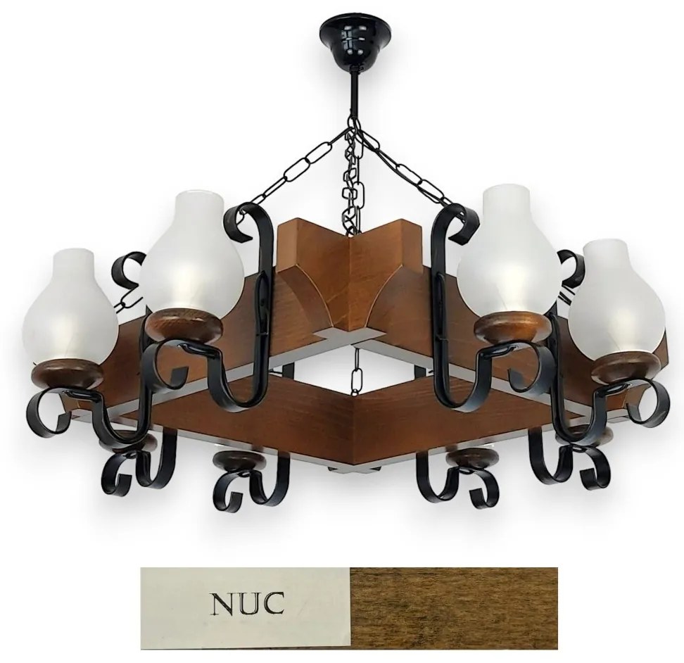 Candelabru rustic fabricat manual din lemn dim.67x67cm, 8 brate Queen WOOD-QU-SP8