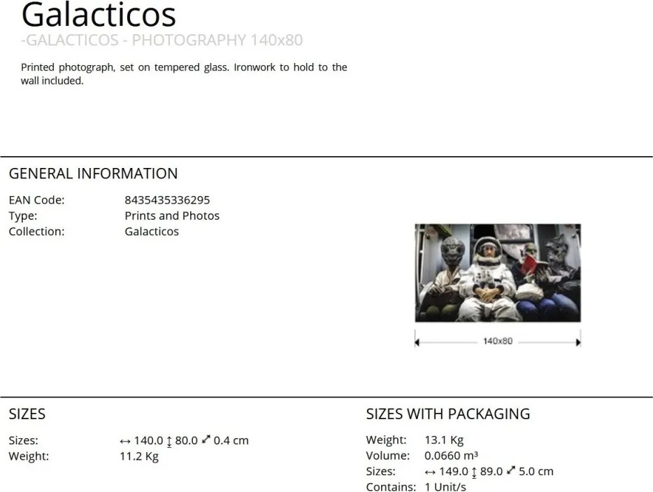 Tablou de perete decorativ Galacticos, 140x80cm