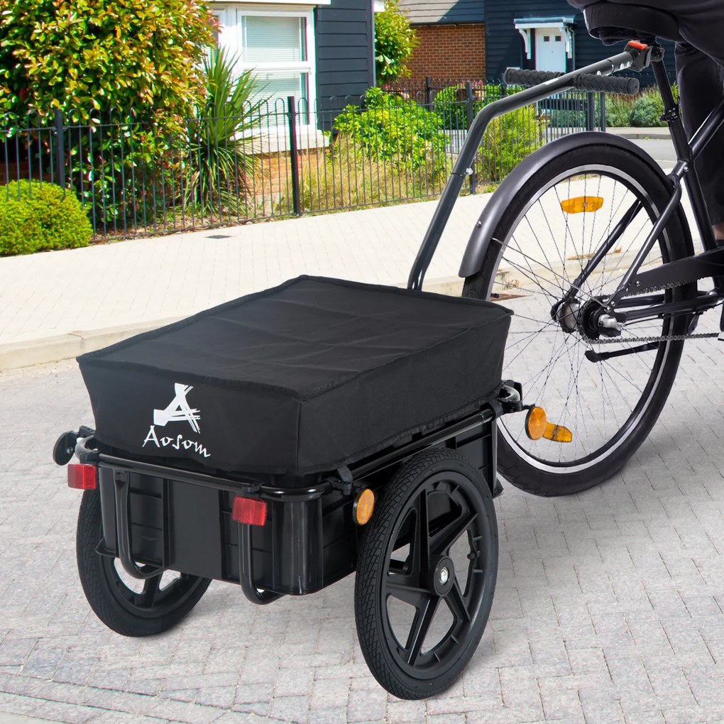 HOMCOM Remorcă Cărucior pentru Bicicletă cu Coș în Oțel, 144x59x80 cm, Negru | Aosom Rmania