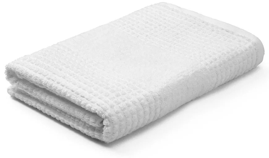 Prosop alb din bumbac organic din frotir 70x140 cm Check – JUNA