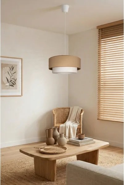 BRILAGI - Lustră LED suspendată pe cablu BOHO ECO, 1x E27/10W/230V, Ø 40 cm, bej/crem