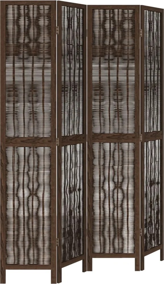 vidaXL Paravan cameră 4 panouri, maro închis, lemn masiv paulownia