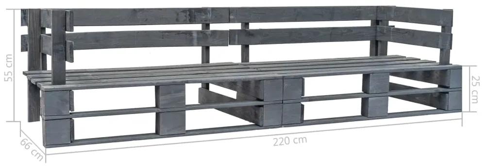 Canapea de gradina cu 2 locuri din paleti, gri, lemn Gri, 1