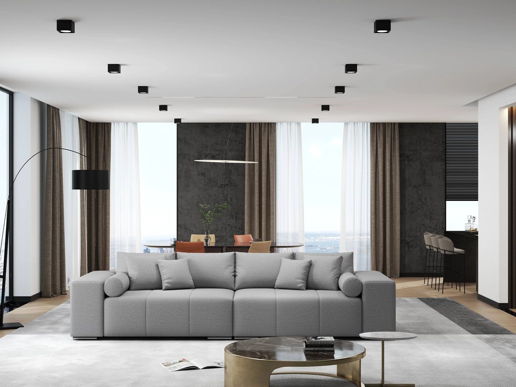 Canapea extensibilă dumonde cu ladă de depozitare si sezut confortabil din spuma high-density, Marbela Enjoy Grey XXL 295x100 cm