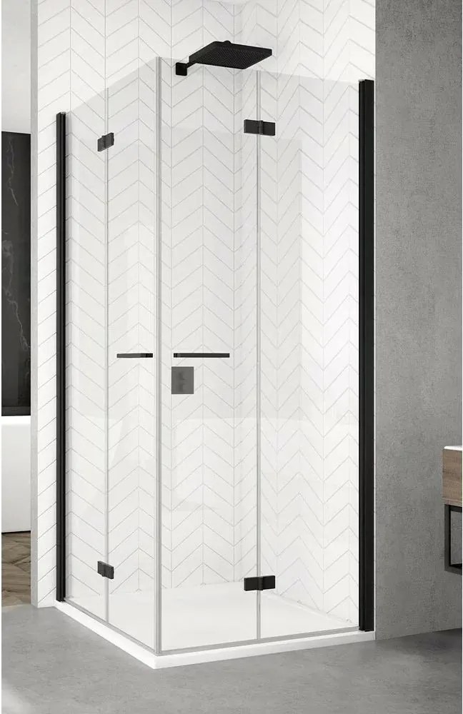 Usa de dus glisanta cu segment fix negru mat SanSwiss Cadura CAS2 120 cm dreapta