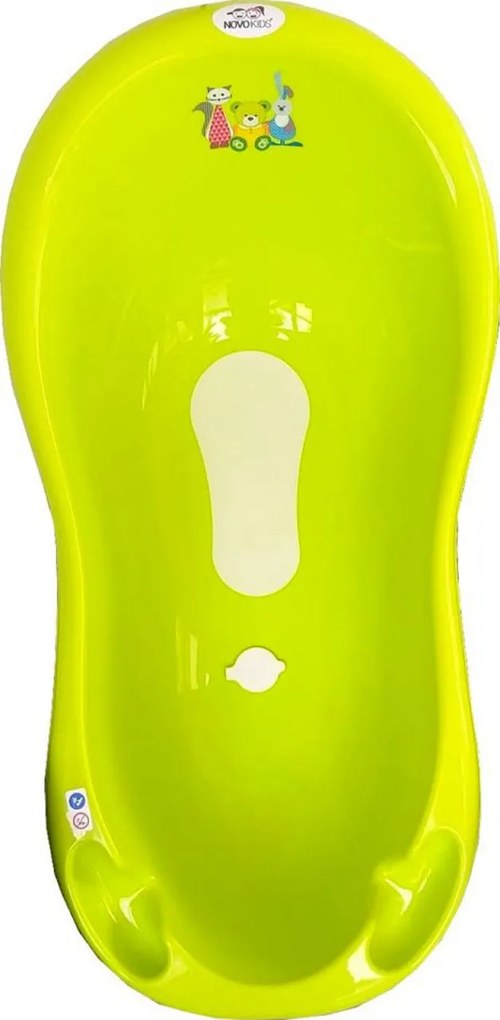 Cadita ergonomica pentru bebelusi si copii NOVOKIDS™ Little Bear, baita bebe, dimensiuni 100X50X25, suport anti alunecare, supapa scurgere, Verde