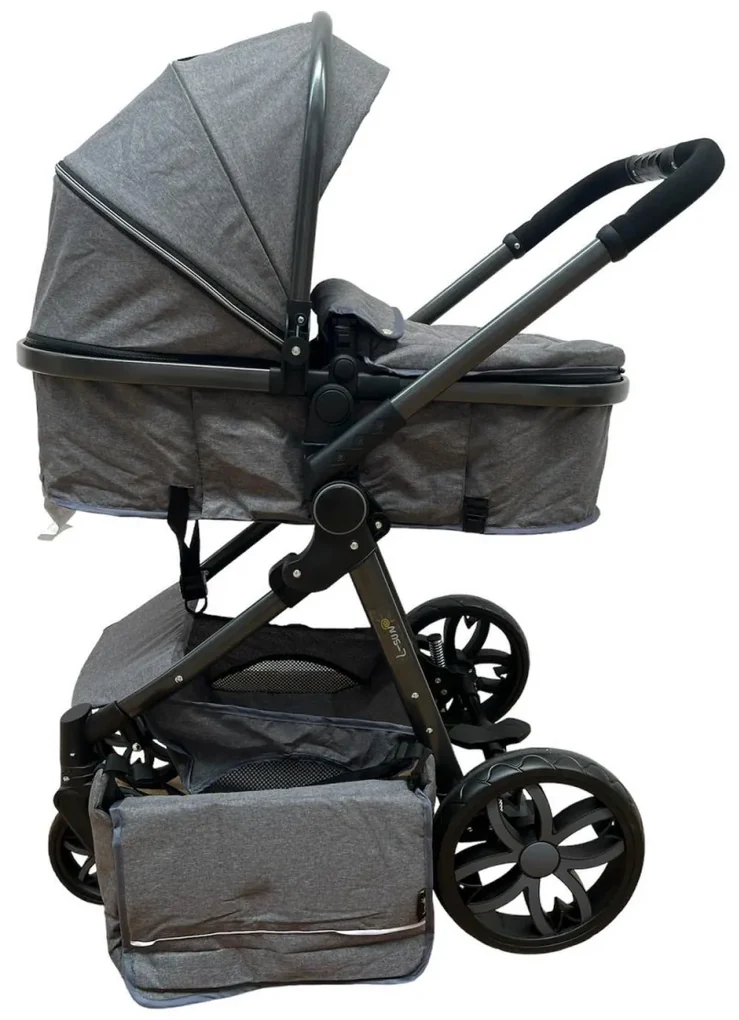 Carucior 2 in 1 cu cos de cumparaturi, transformabil, ușor și practic pentru copii 0-36 luni - CPC-34-gri