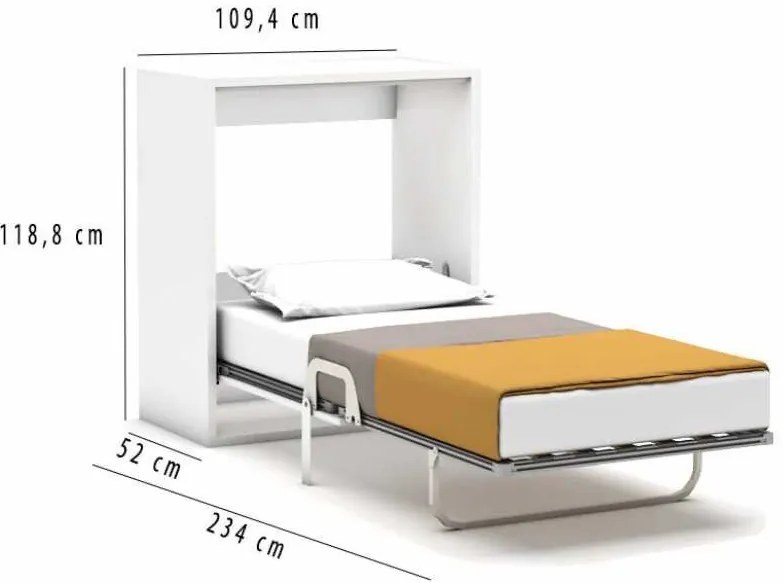 Set pat de o persoană pliabil cu masa pliabila - MIDI CAPSULE DESK BED SET(100X200X16) (Optiune saltea: cu saltea)