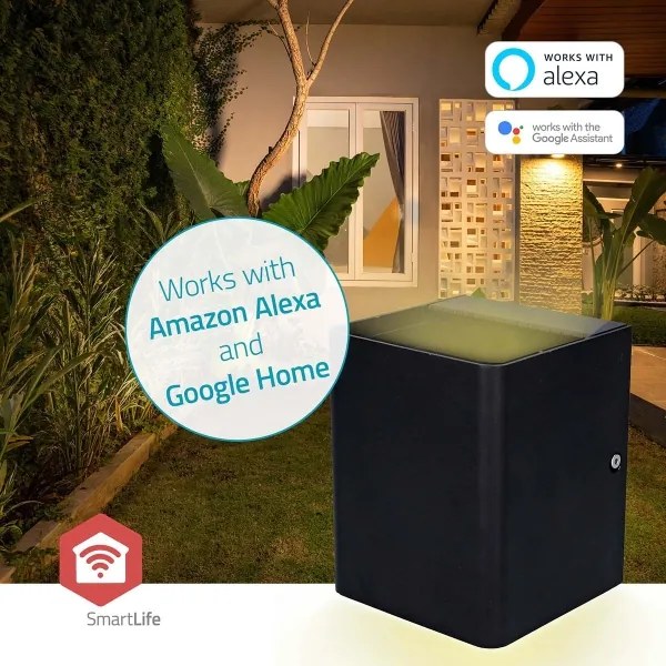 Nedis ZBLOW10RGBW - Lampă LED RGBW pentru exterior, reglabilă, LED/12W/230V, IP65, Wi-Fi Tuya, negru