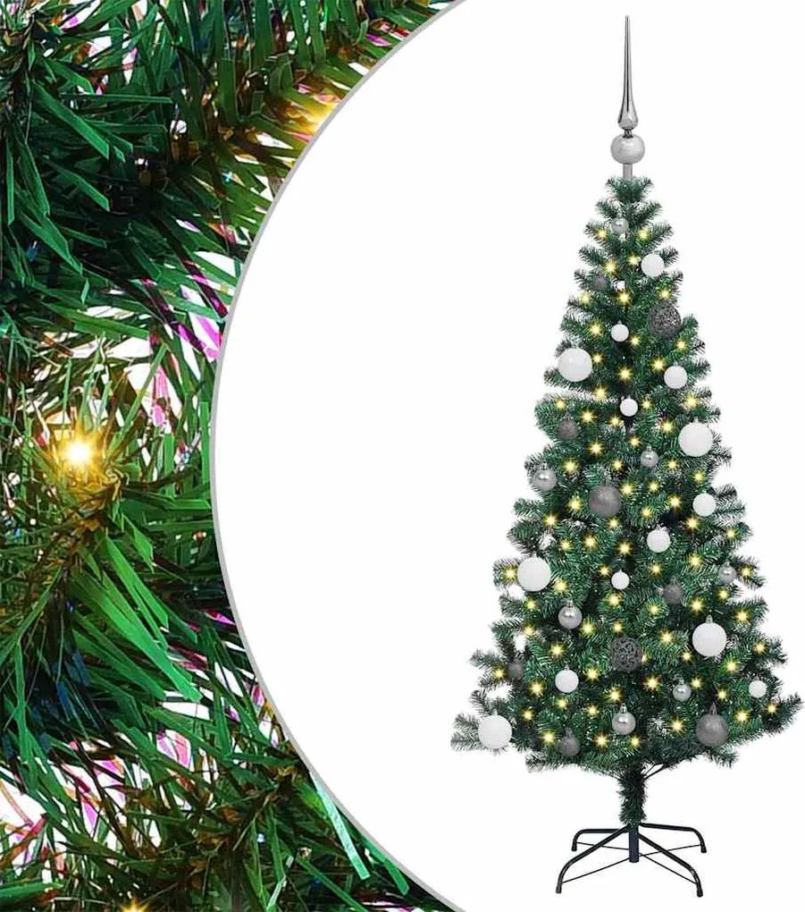 vidaXL Pom de Crăciun artificial pre-iluminat cu 150 LED Verde 150 cm