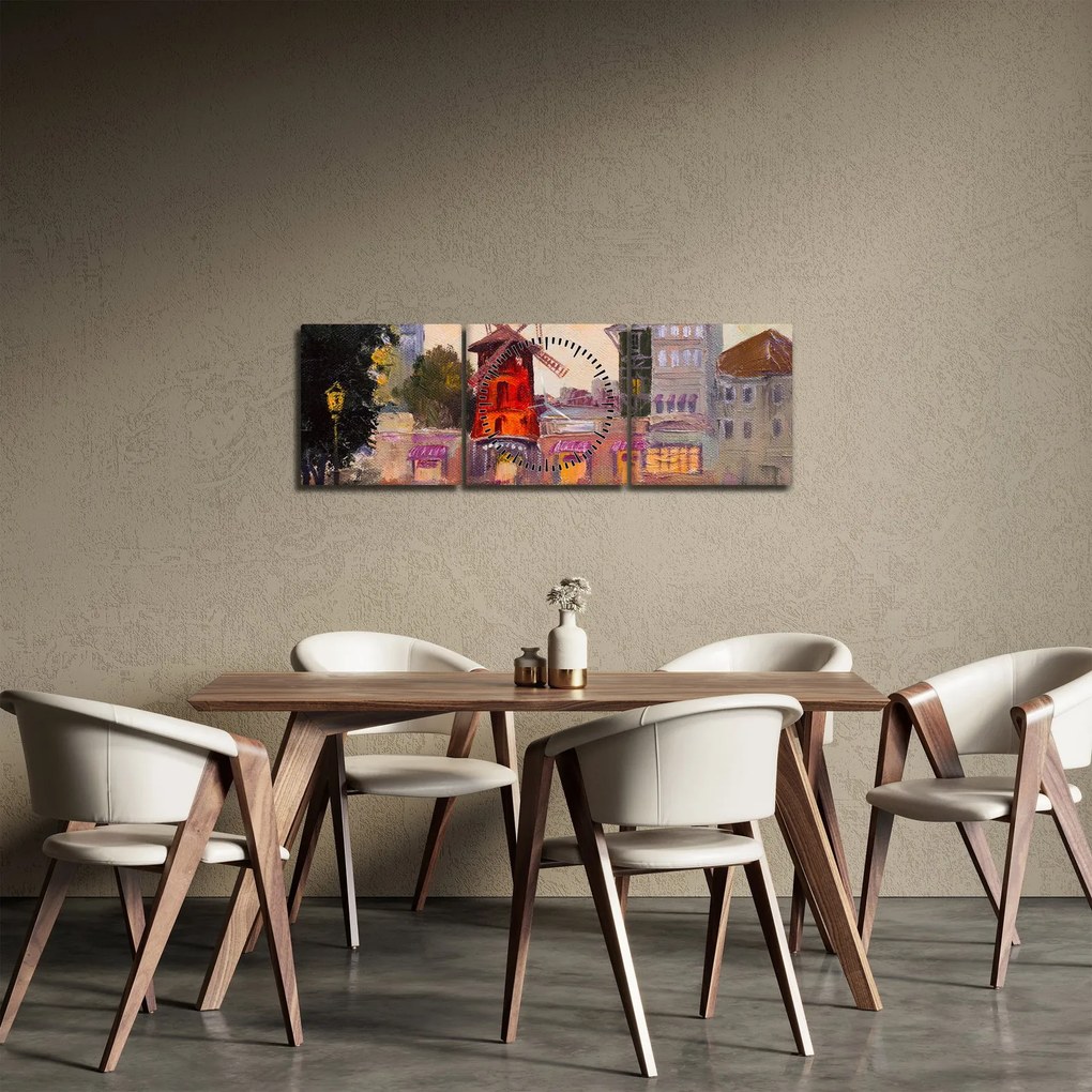 Tablou - Moulin rouge, Paris, Franța (cu ceas) (90x30 cm)