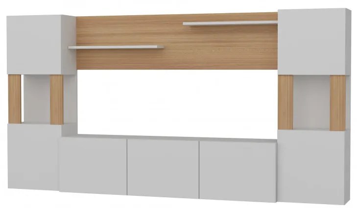 Ansamblu Comoda TV Lore Alb-Teak