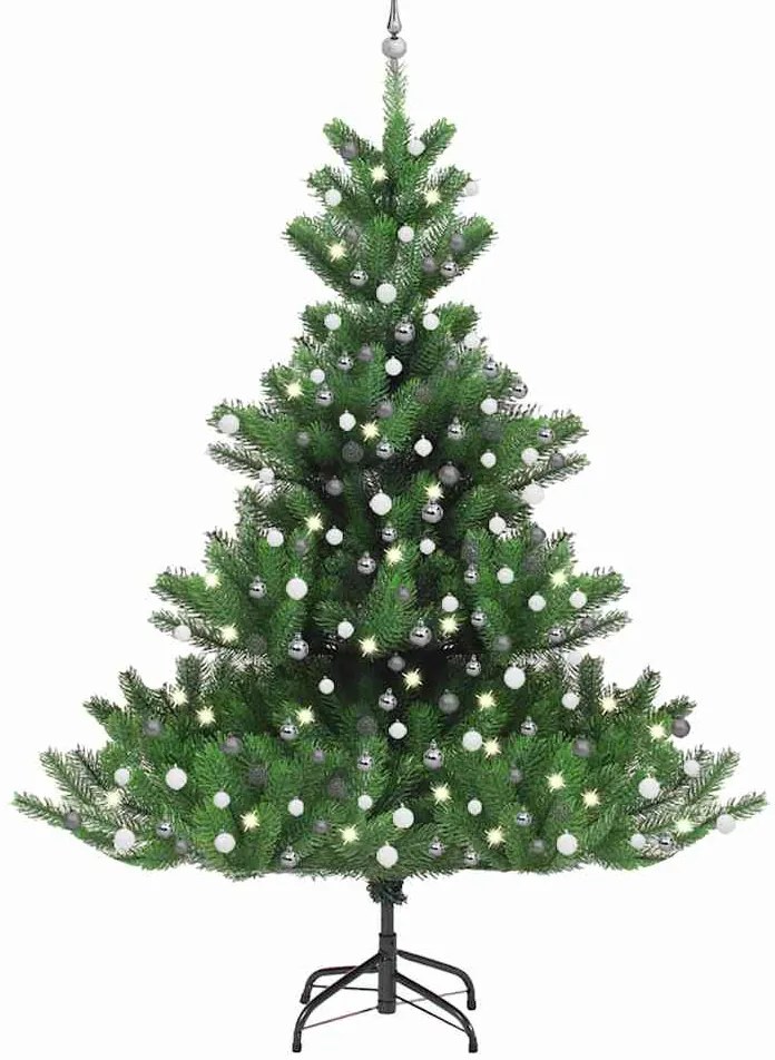 vidaXL Pom de Crăciun artificial brad Nordmann LED&amp;globuri verde 240cm