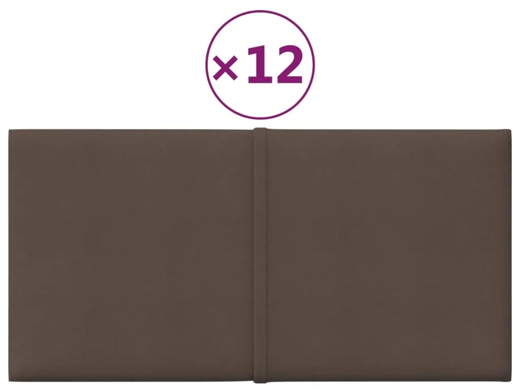 Panouri de perete, 12 buc., gri taupe, 30x15cm, textil, 0,54 m   12, Gri taupe, 30 x 15 cm