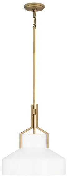 Quoizel QZ-BRECKEN-2P-AB-OPAL - Lustru pe tijă BRECKEN, 2xE27/60W/230V, auriu/alb