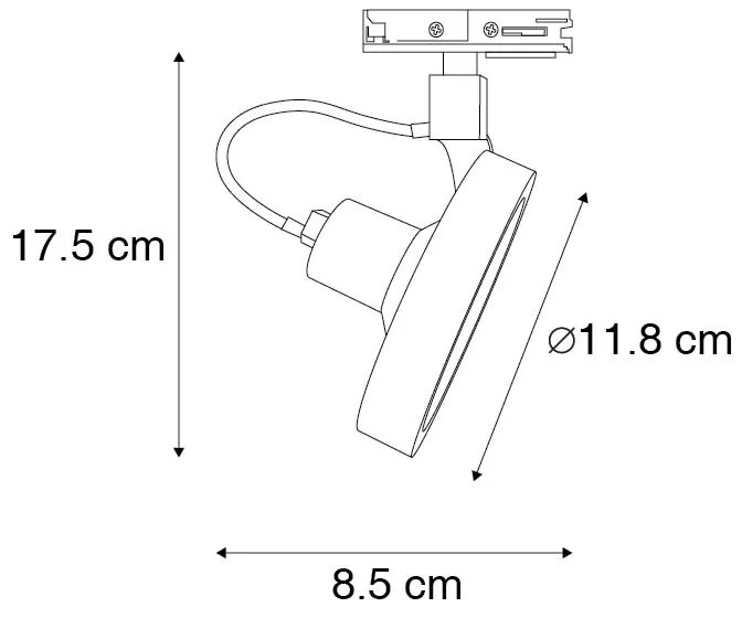 Spot pe șină monofazat negru - Go