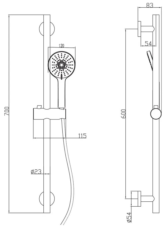 Set de duș negru mat din alamă 70 cm cu duș de mână/cu suport glisant – Sapho