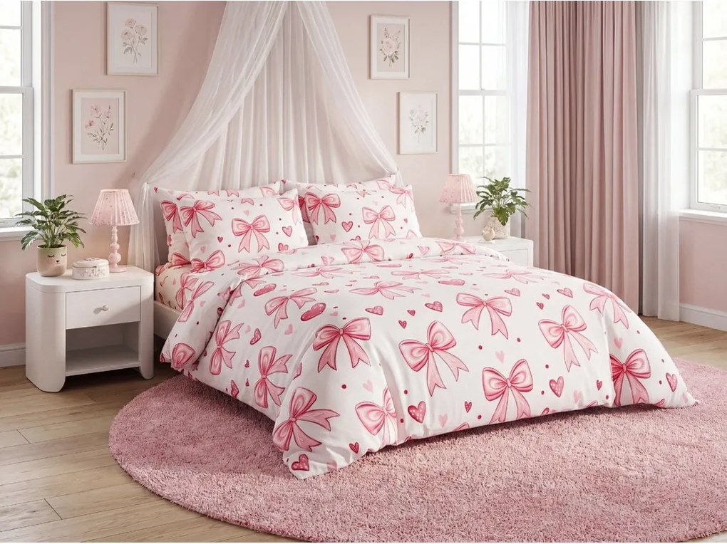 Lenjerie de pat din microfibra RIBBON LOVE albă Dimensiune lenjerie de pat: 70 x 80 cm | 140 x 200 cm