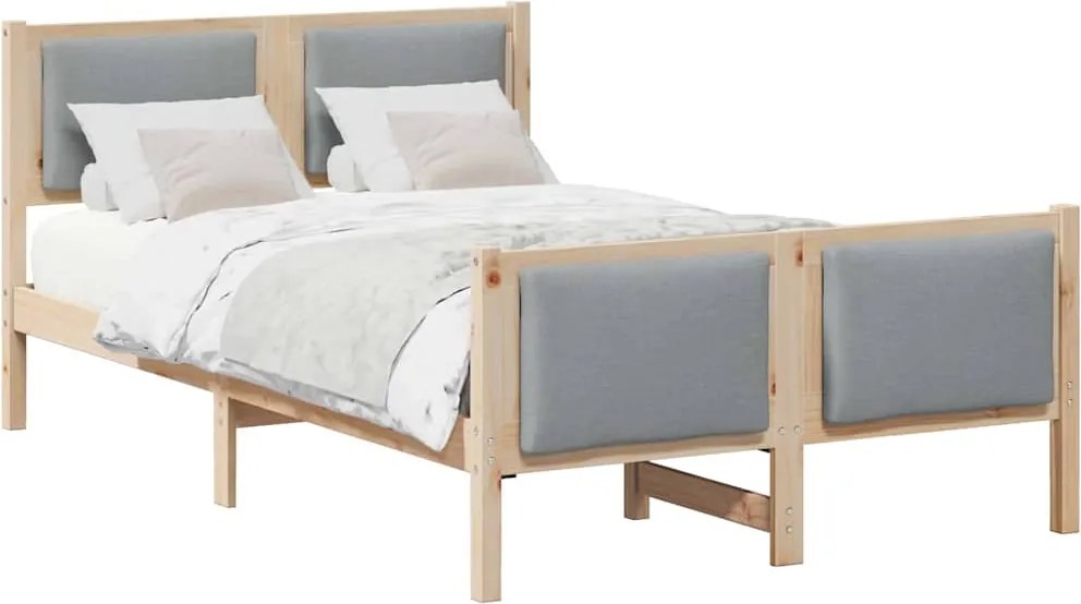 vidaXL Cadru de pat cu headboard Gri deschis 120 x 200 cm țesătură