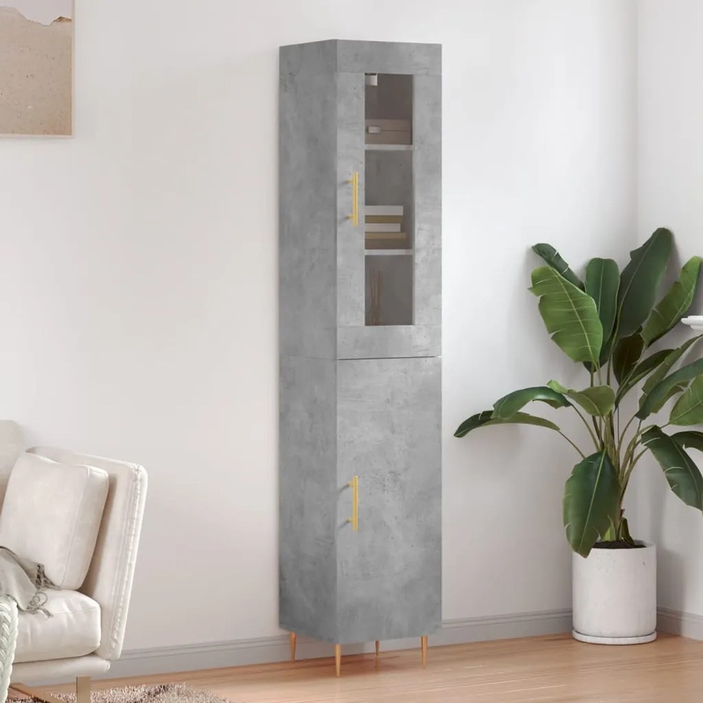 vidaXL Dulap înalt, gri beton, 34,5x34x180 cm, lemn prelucrat