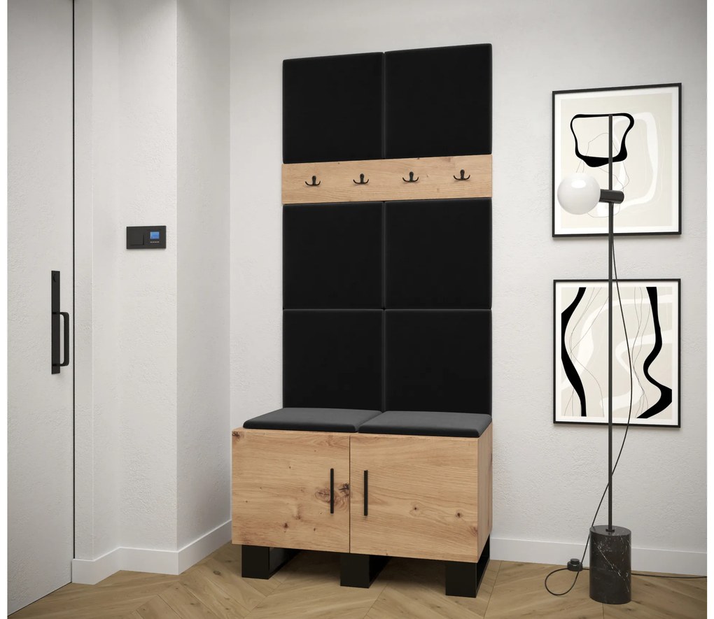 Set mobilier pentru hol Amanda 4 (Stejar artisan + Negru). 1085888