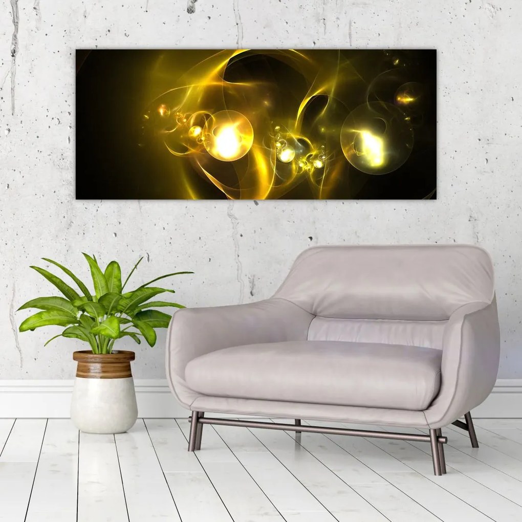 Tabloul abstract cu bile galbene (120x50 cm)