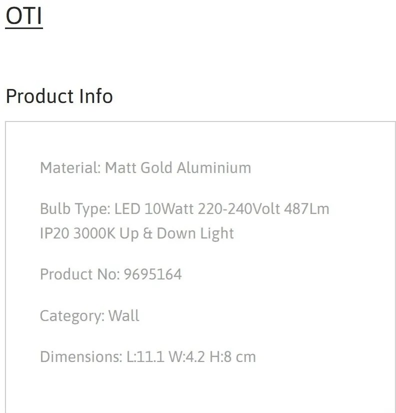 Aplica LED iluminat ambiental Up &amp; Down OTI aurie, NVL-9695164