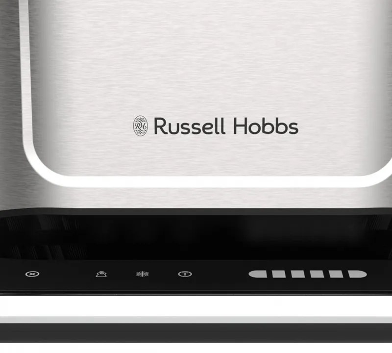 Prajitor de paine Russell Hobbs Attentiv 26210-56, 1640W, 2 felii, 6 trepte, Centrare, Control tactil, LED, Depozitare, Fara BPA si PFAS, Inox/Negru