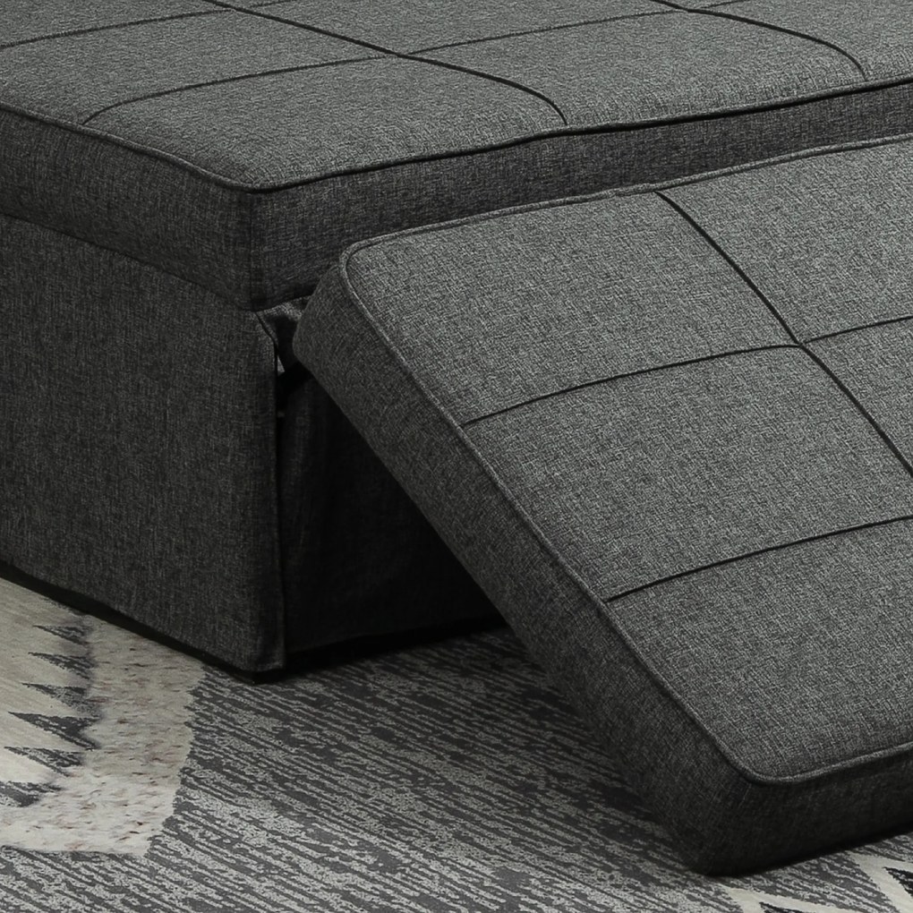 HOMCOM Canapea extensibilă cu Spătar Reglabil pe 5 Nivele și Pernă Suplimentară, 95x179x78 cm, Gri | Aosom Romania