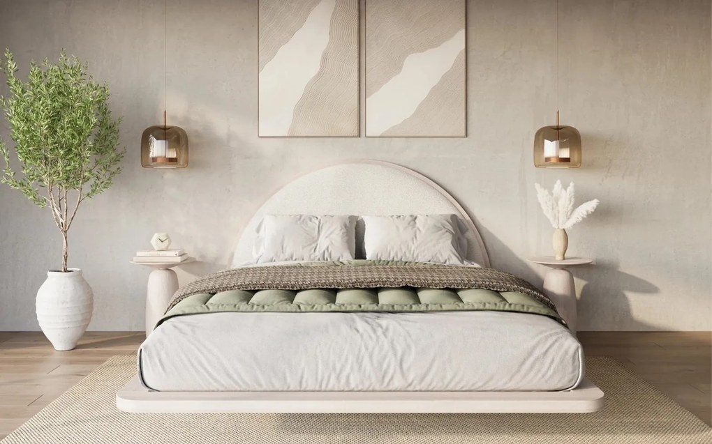 Pat lemn masiv levitant Visby Personalizabil - 180x200, Fara, Alb