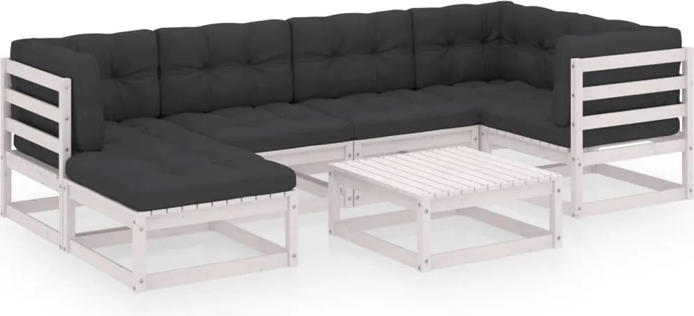 vidaXL Set mobilier de grădină cu perne, 7 piese, lemn masiv de pin
