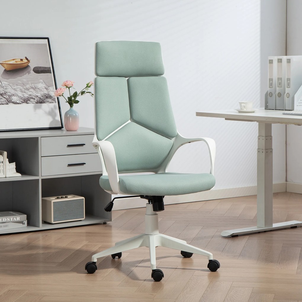 HOMCOM Scaun pentru Birou sau Gaming în Material Textil cu Spătar Înalt Verde | Aosom Romania
