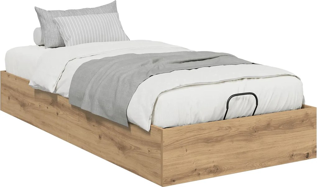 vidaXL Cadru de pat otoman cu depozitare Stejar Artizanal 100 x 200 cm